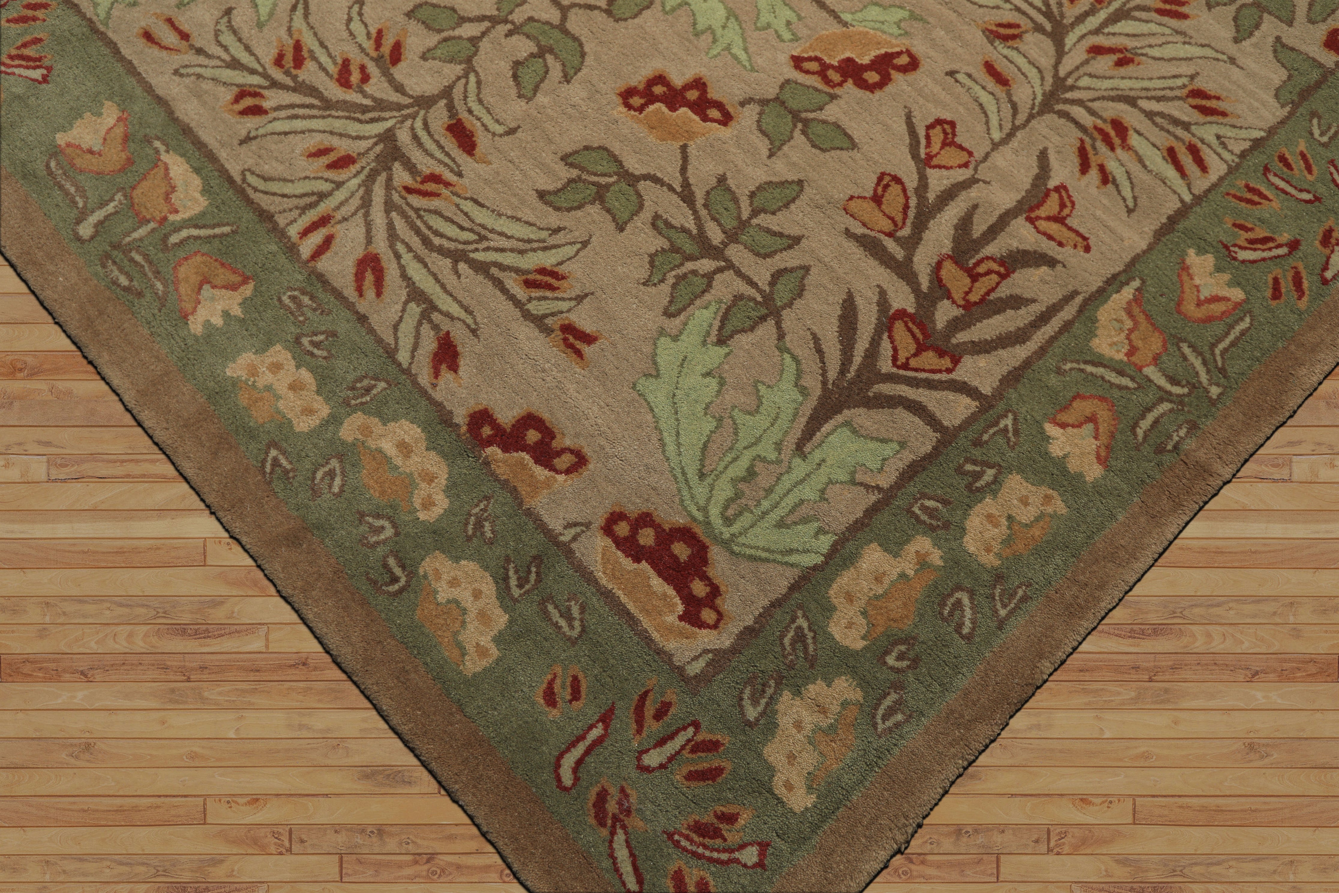 Multi Size Beige, Sage Hand-Tufted Persian 100% Wool Botanical Floral ACELENE Transitional Oriental Area Rug