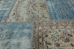 6x9 Blue, Gray, Aqua Color Hand Knotted All-Over 100% Wool Traditional Oriental Rug