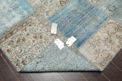 6x9 Blue, Gray, Aqua Color Hand Knotted All-Over 100% Wool Traditional Oriental Rug