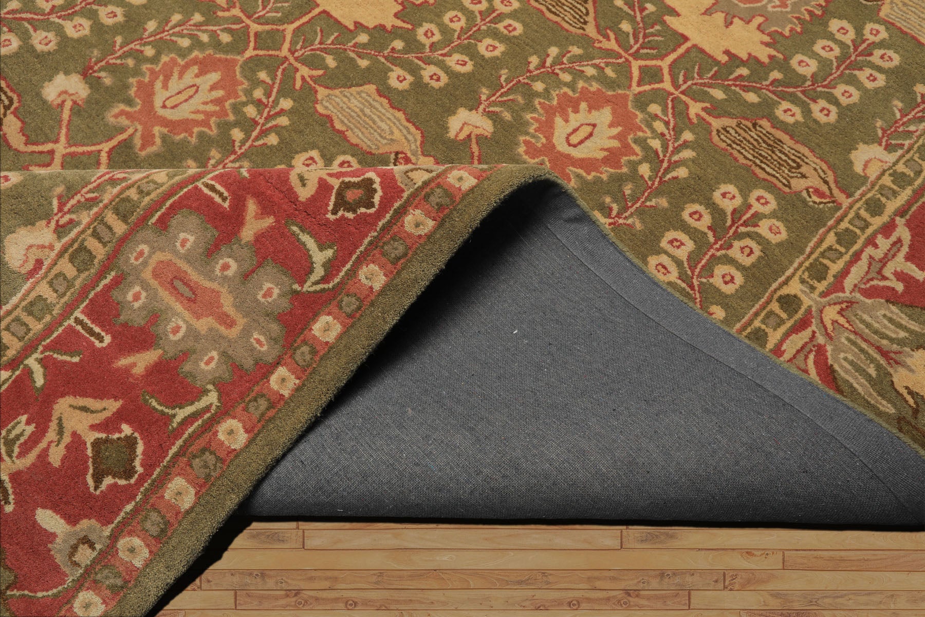 8x10 Sage, Rose, Beige Color Hand Tufted William Morris Wool Arts & Crafts Oriental Rug