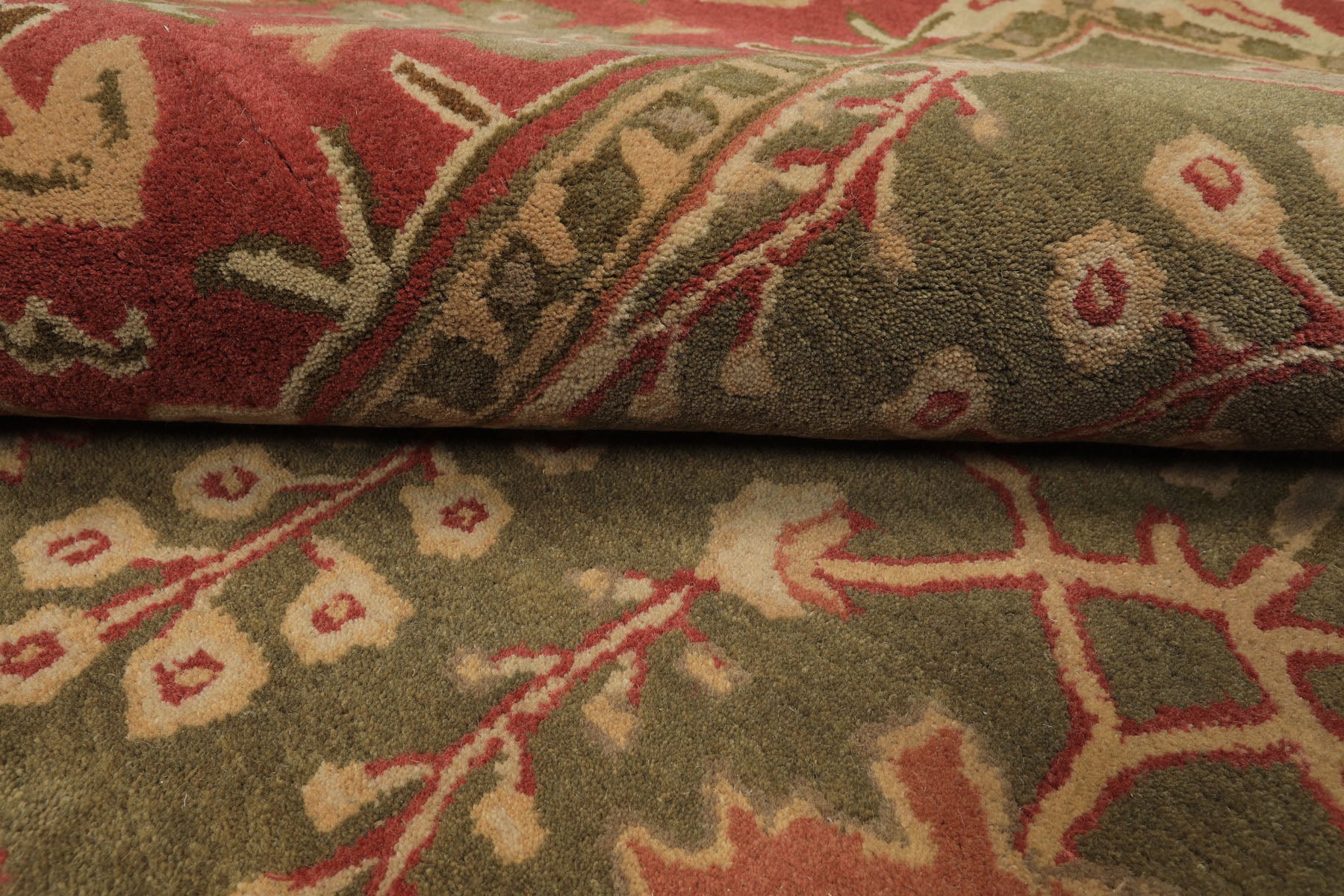 8x10 Sage, Rose, Beige Color Hand Tufted William Morris Wool Arts & Crafts Oriental Rug