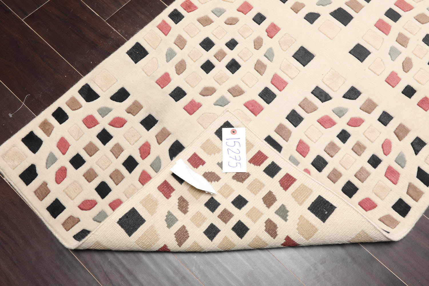 3x5 Cream, Brown, Black Color Hand Knotted All-Over 100% Wool Modern Oriental Rug