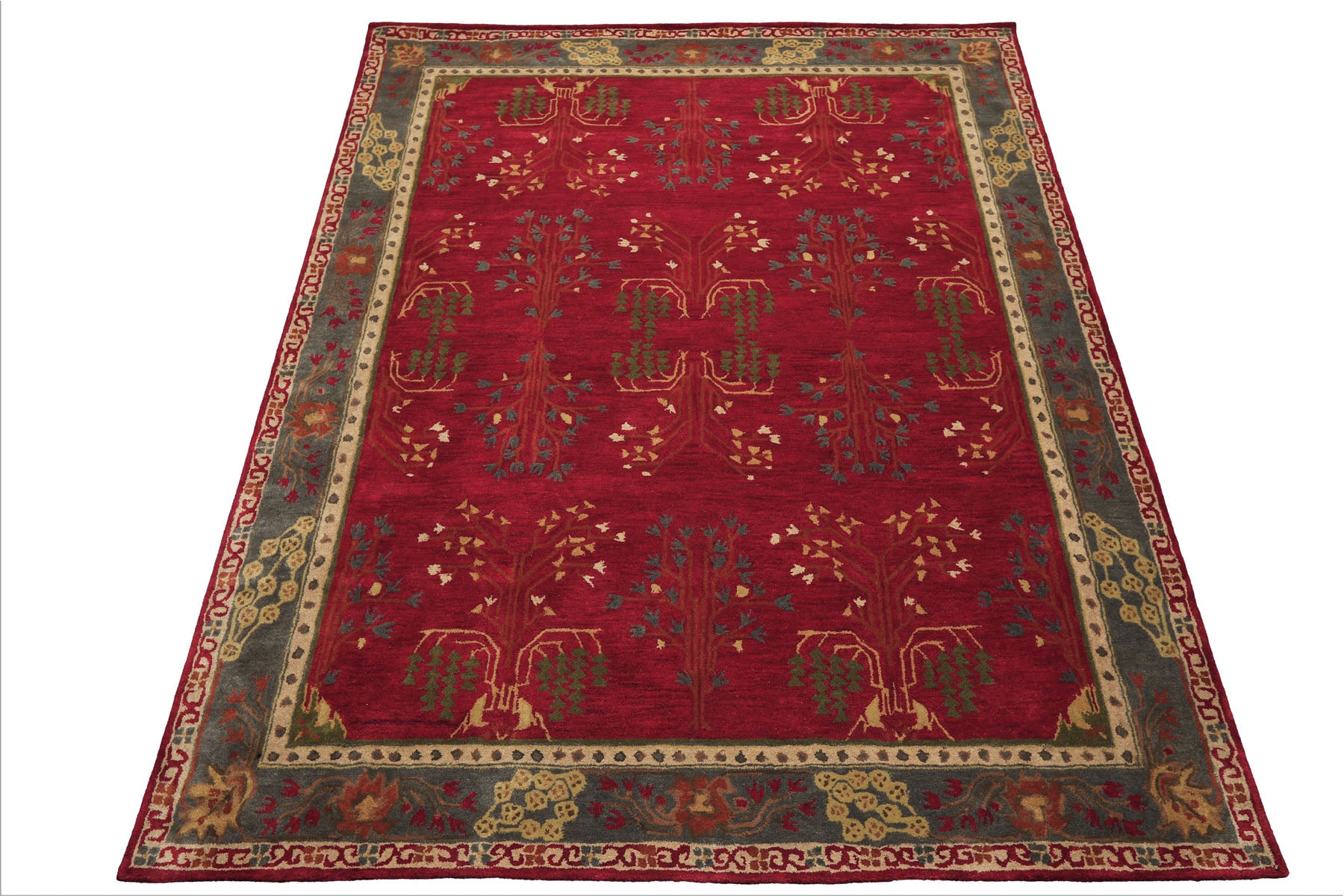Multi Size Deep Magenta
 Celadon
 Beige
 Color Hand Tufted Donegal Wool Traditional Oriental Rug
