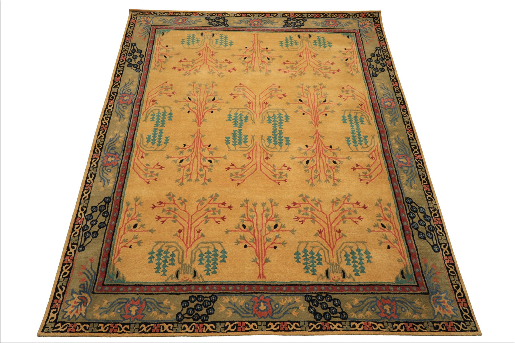 Multi Color Multi Size Hand Tufted Handmade 100% Wool Donegal Branches Arts & Crafts Oriental Area Rug
