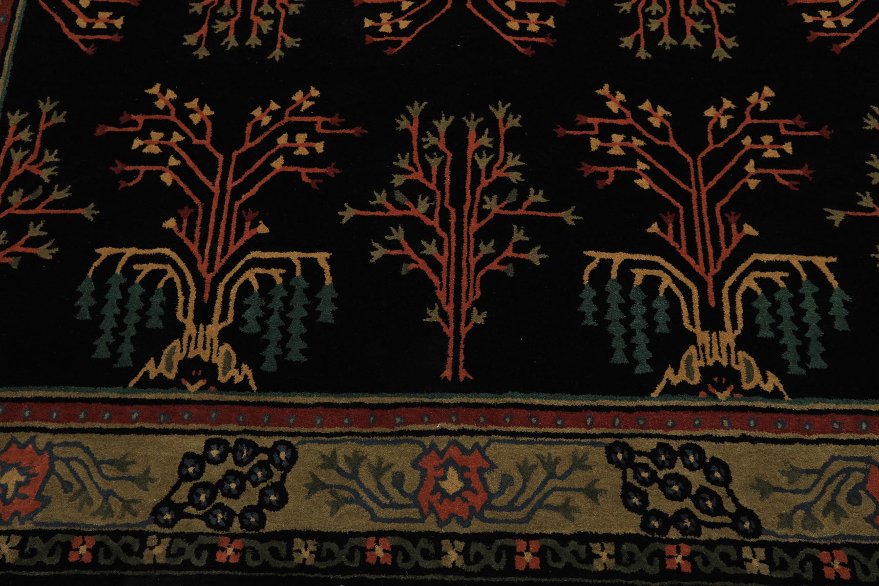 Multi Size Black Pistachio Turquoise Color Hand Tufted Donegal Wool Traditional Oriental Rug