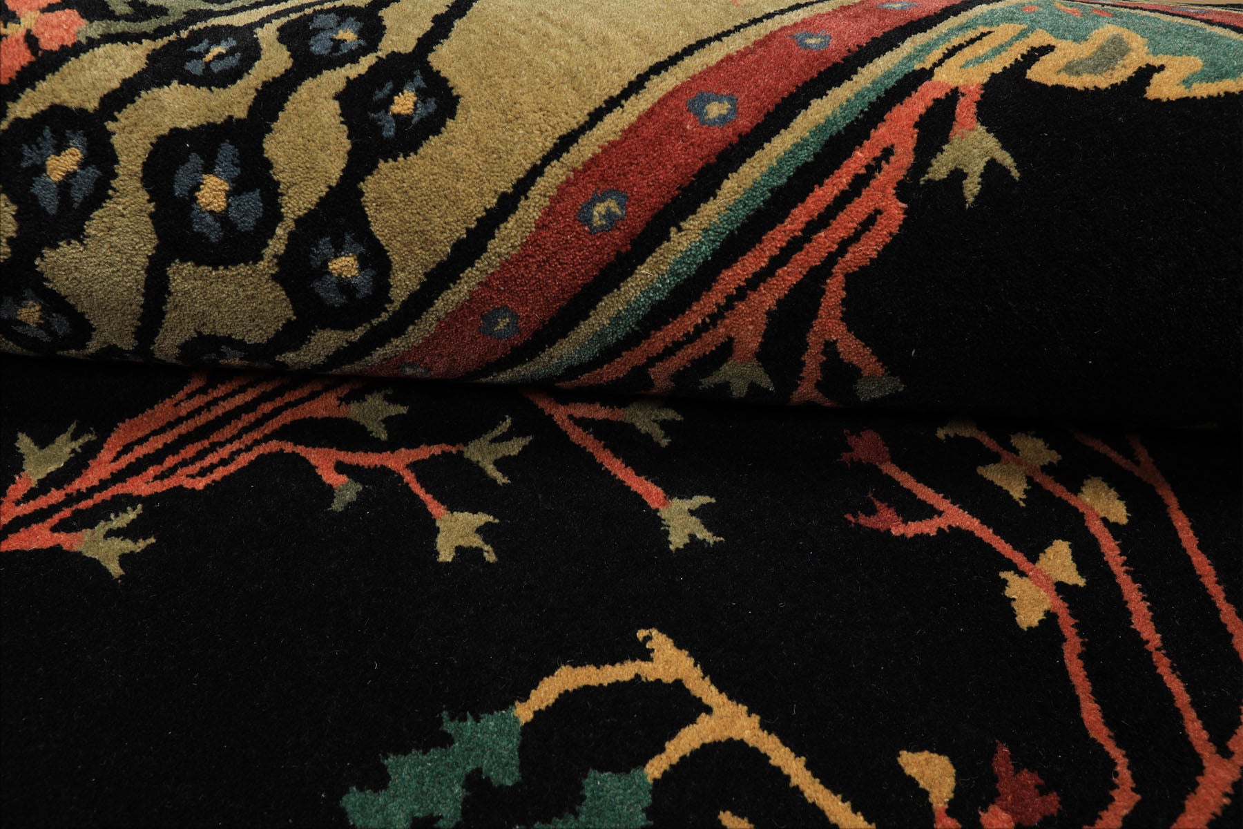 Multi Size Black Pistachio Turquoise Color Hand Tufted Donegal Wool Traditional Oriental Rug