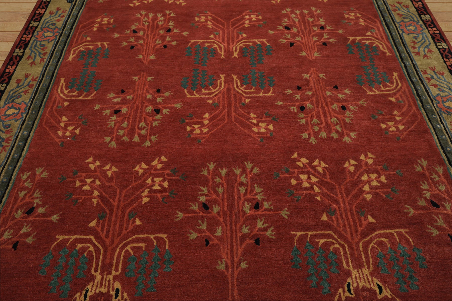 Multi Size Rose
 Pistachio Turquoise Color Hand Tufted Donegal Wool Traditional Oriental Rug