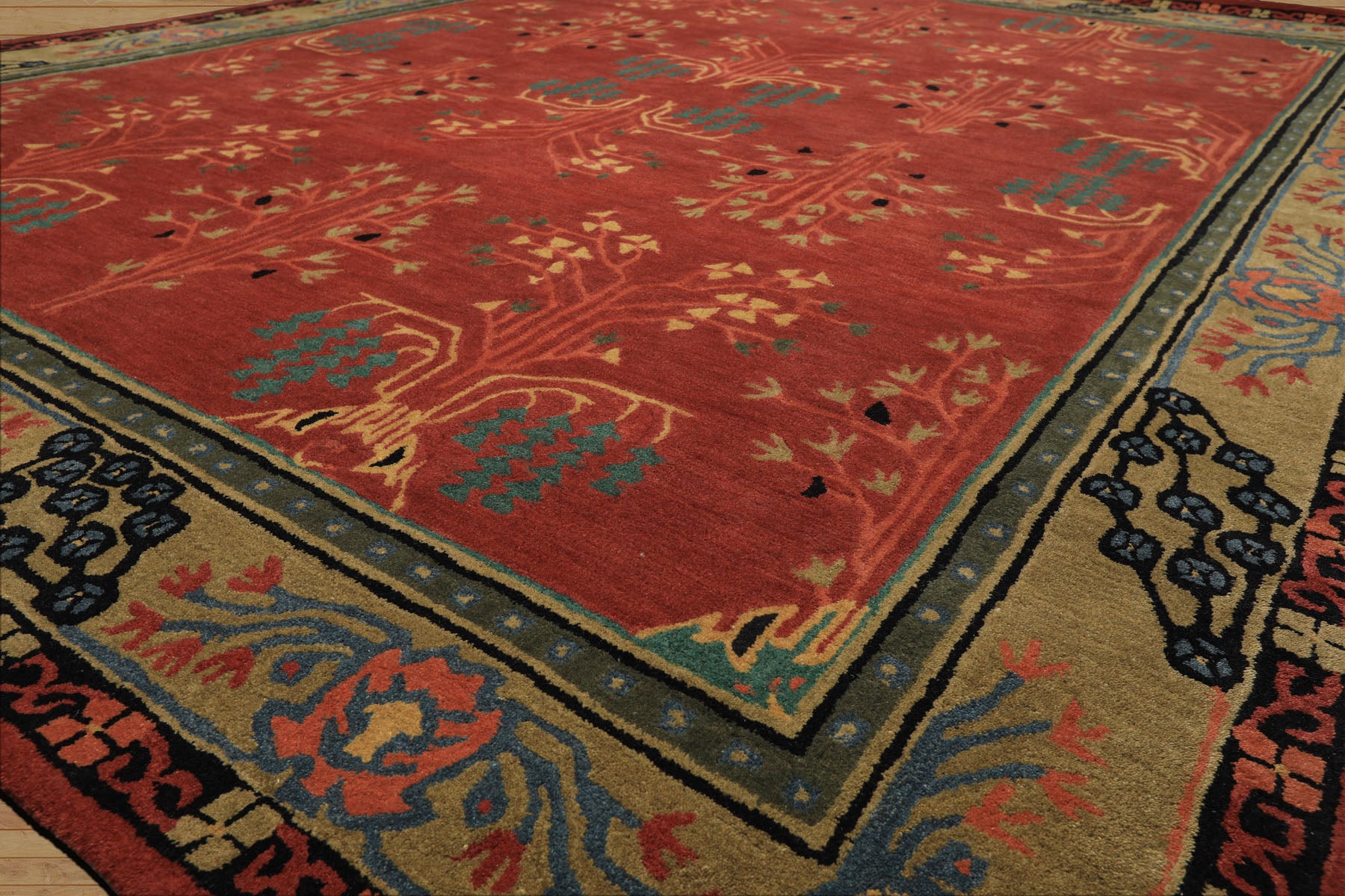 Multi Size Rose
 Pistachio Turquoise Color Hand Tufted Donegal Wool Traditional Oriental Rug