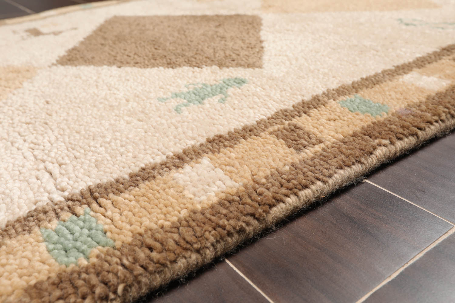 3x5 Beige, Brown, Caramel Color Hand Knotted All-Over 100% Wool Modren Oriental Rug