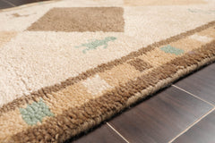 3x5 Beige, Brown, Caramel Color Hand Knotted All-Over 100% Wool Modren Oriental Rug