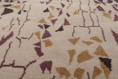 3x5 Beige, Charcoal, Aubergine Color Hand Knotted All-Over 100% Wool Modern Oriental Rug