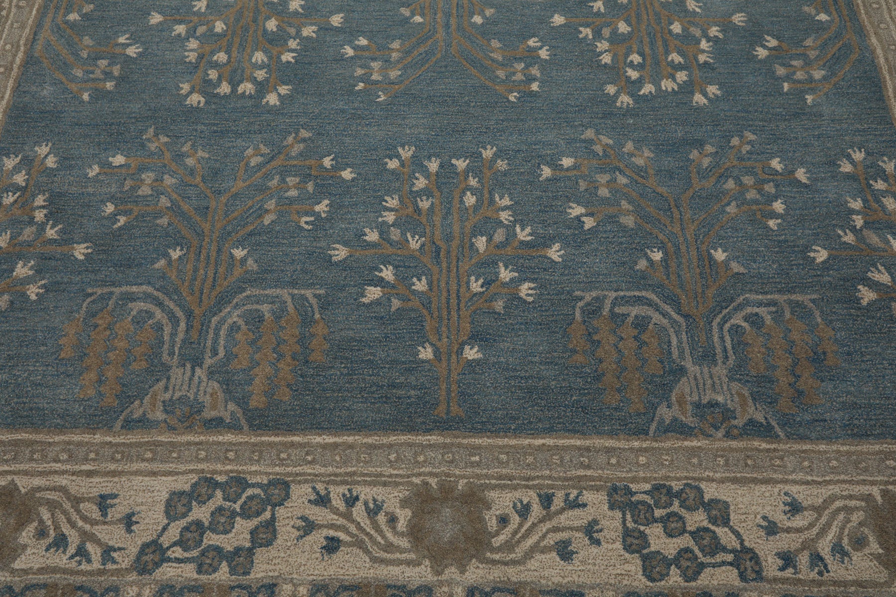 Multi Size Aqua Ivory Gray Color Hand Tufted Donegal Wool Traditional Oriental Rug