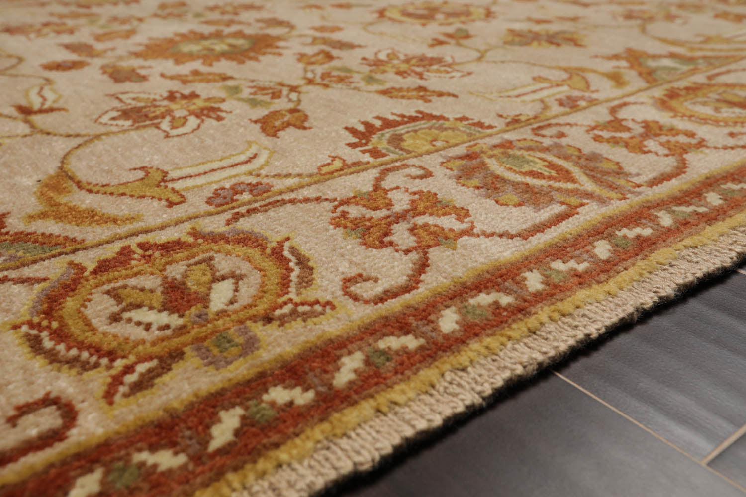 4x6 Beige, Brown, Mustard Color Hand Knotted All-Over 100% Wool Traditional Oriental Rug
