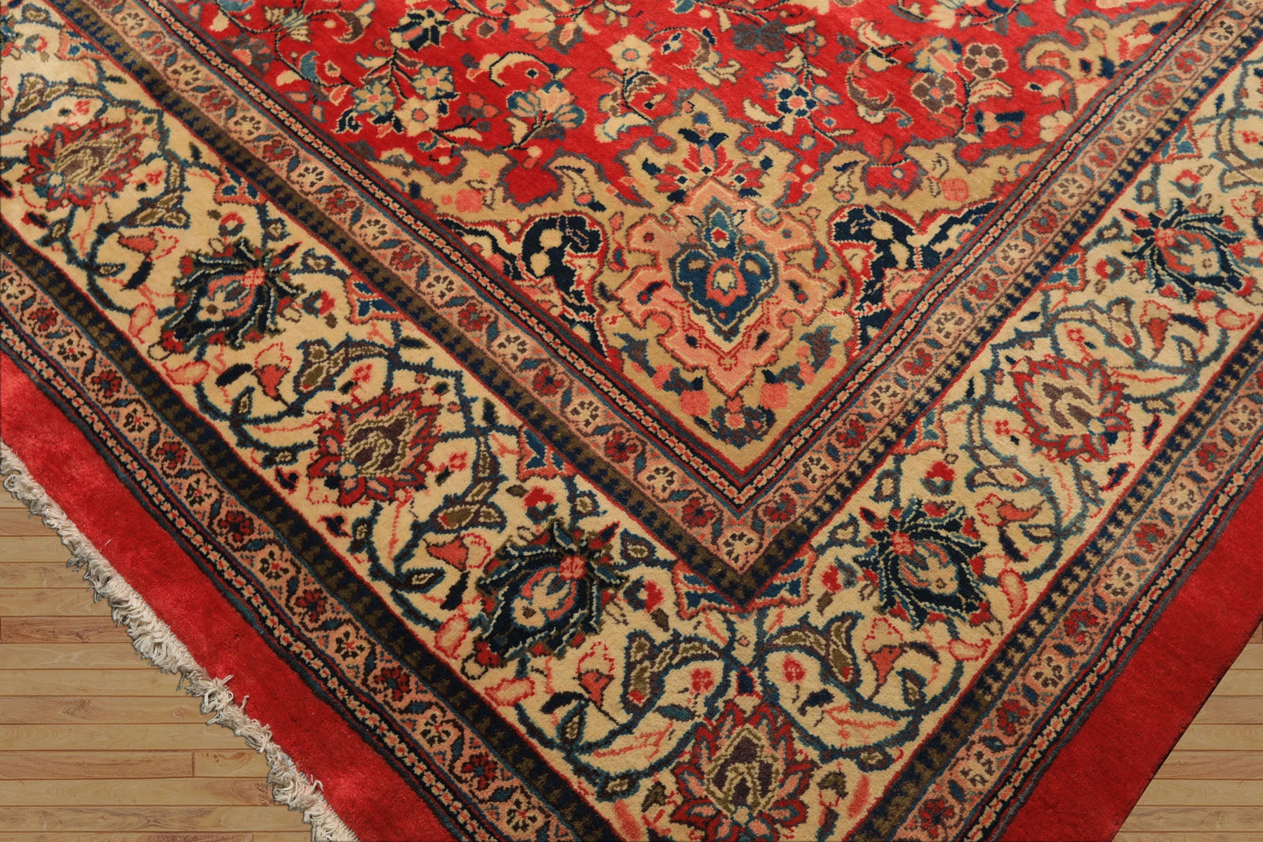 9x13 Rose, Ivory, Blush Color Hand Knotted Mahal Wool Traditional Oriental Rug