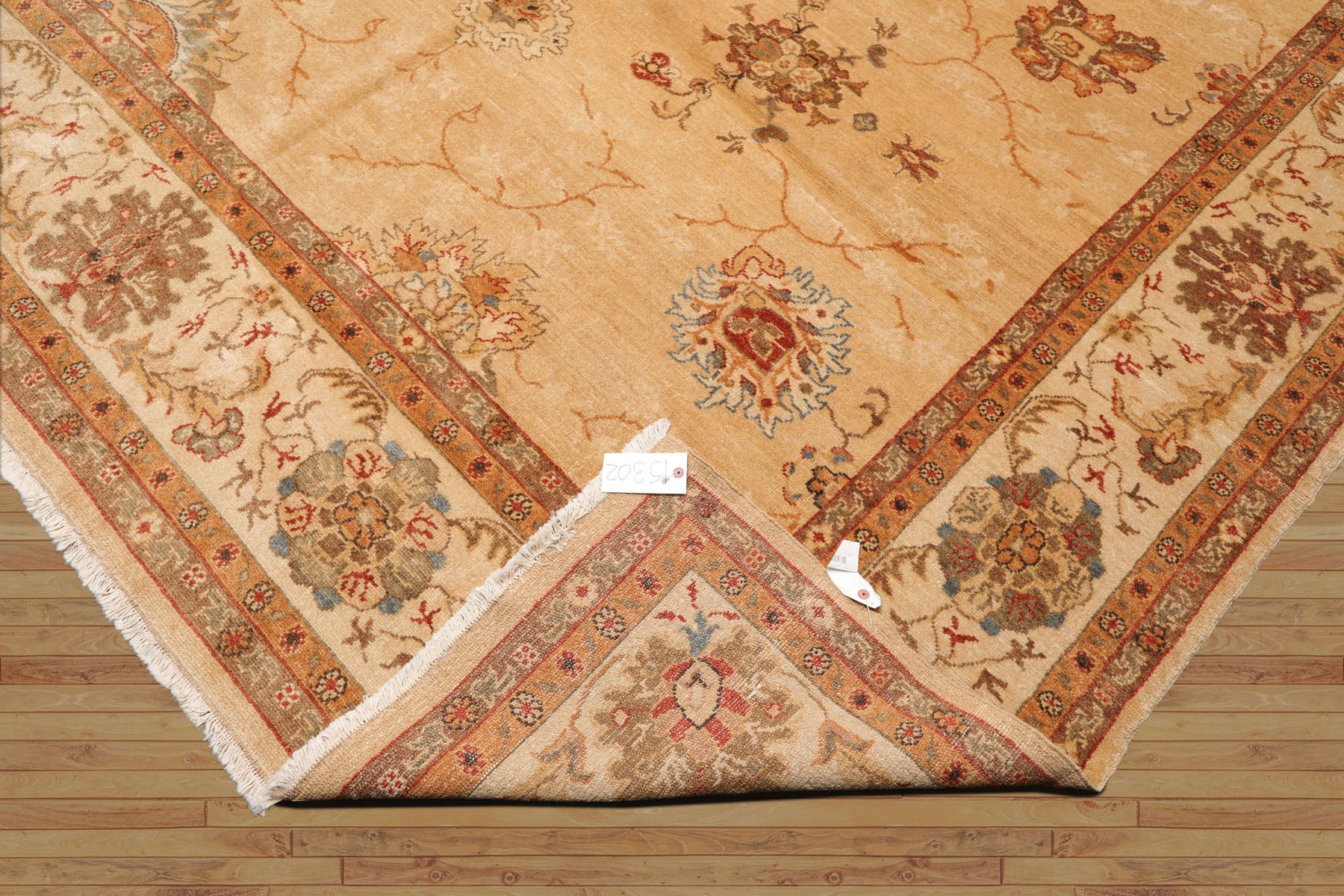 9x12 Beige, Brown, Burnt Orange Color Hand Knotted All-Over 100% Wool Traditional Oriental Rug