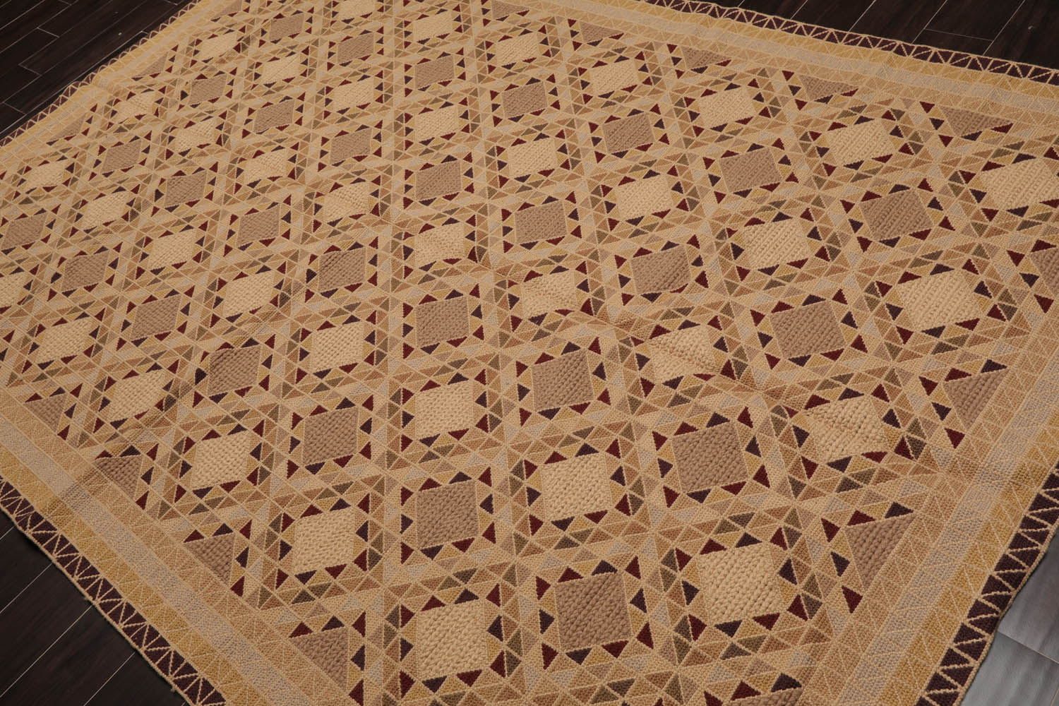 6x9 Tan, Brown, Chocolate Color Hand Knotted All-Over 100% Wool Traditional Oriental Rug