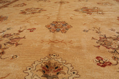 9x12 Beige, Brown, Burnt Orange Color Hand Knotted All-Over 100% Wool Traditional Oriental Rug