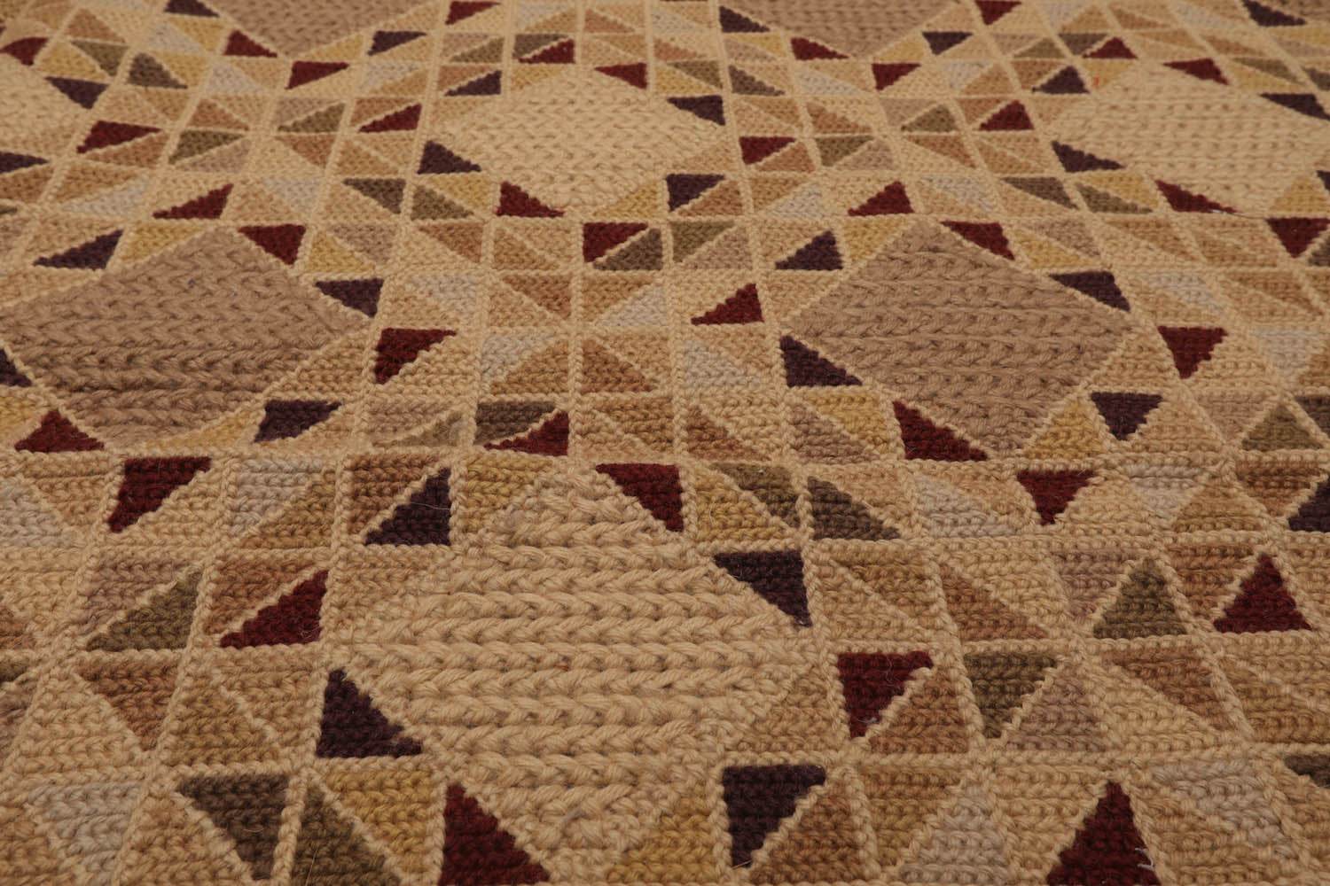 6x9 Tan, Brown, Chocolate Color Hand Knotted All-Over 100% Wool Traditional Oriental Rug