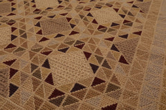 6x9 Tan, Brown, Chocolate Color Hand Knotted All-Over 100% Wool Traditional Oriental Rug