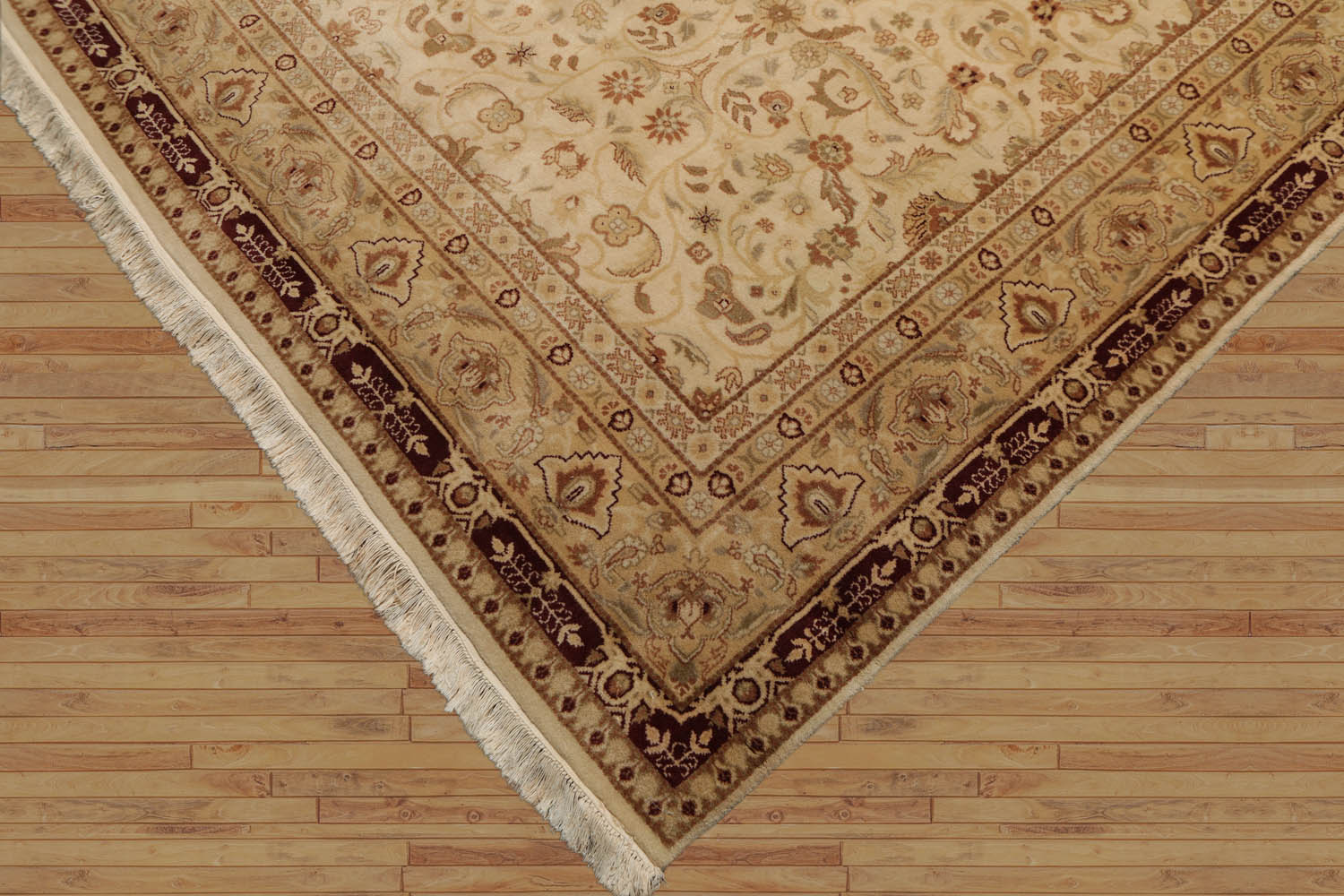 Palace Beige, Maroon, Tan Color Hand Knotted Floral 100% Wool Traditional-Persian/Oriental Oriental Rug