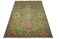 Multi Size Green Pink Navy Color Hand Knotted Turkish Oushak 100% Wool Traditional Oriental Rug