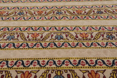 4x6 Beige, Blue, Mustard Color Hand Knotted All-Over 100% Wool Transitional Oriental Rug