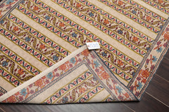 4x6 Beige, Blue, Mustard Color Hand Knotted All-Over 100% Wool Transitional Oriental Rug