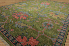 Multi Size Green Pink Navy Color Hand Knotted Turkish Oushak 100% Wool Traditional Oriental Rug