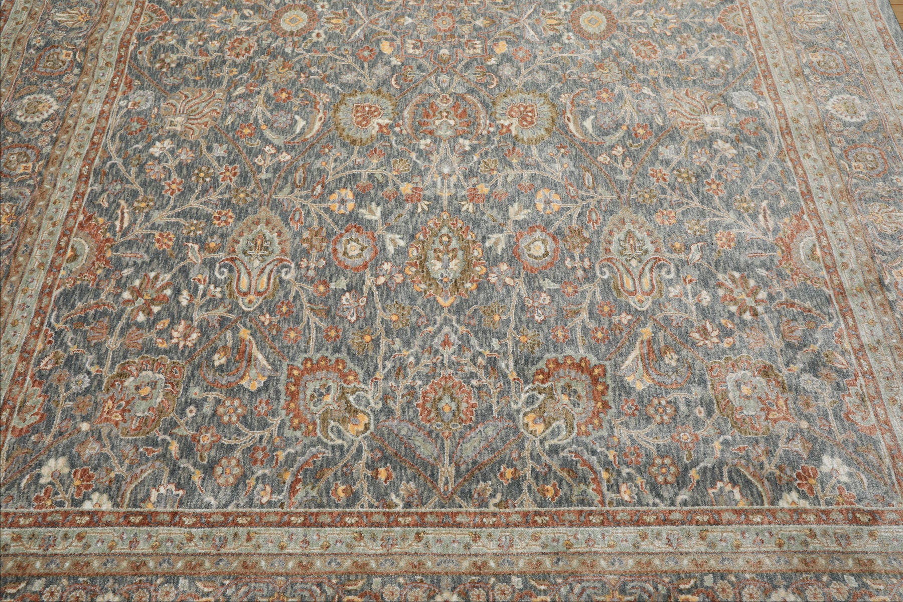 Multi Size Slate Rust Aqua Color Machine Made Persian Polypropylene Traditional Oriental Rug