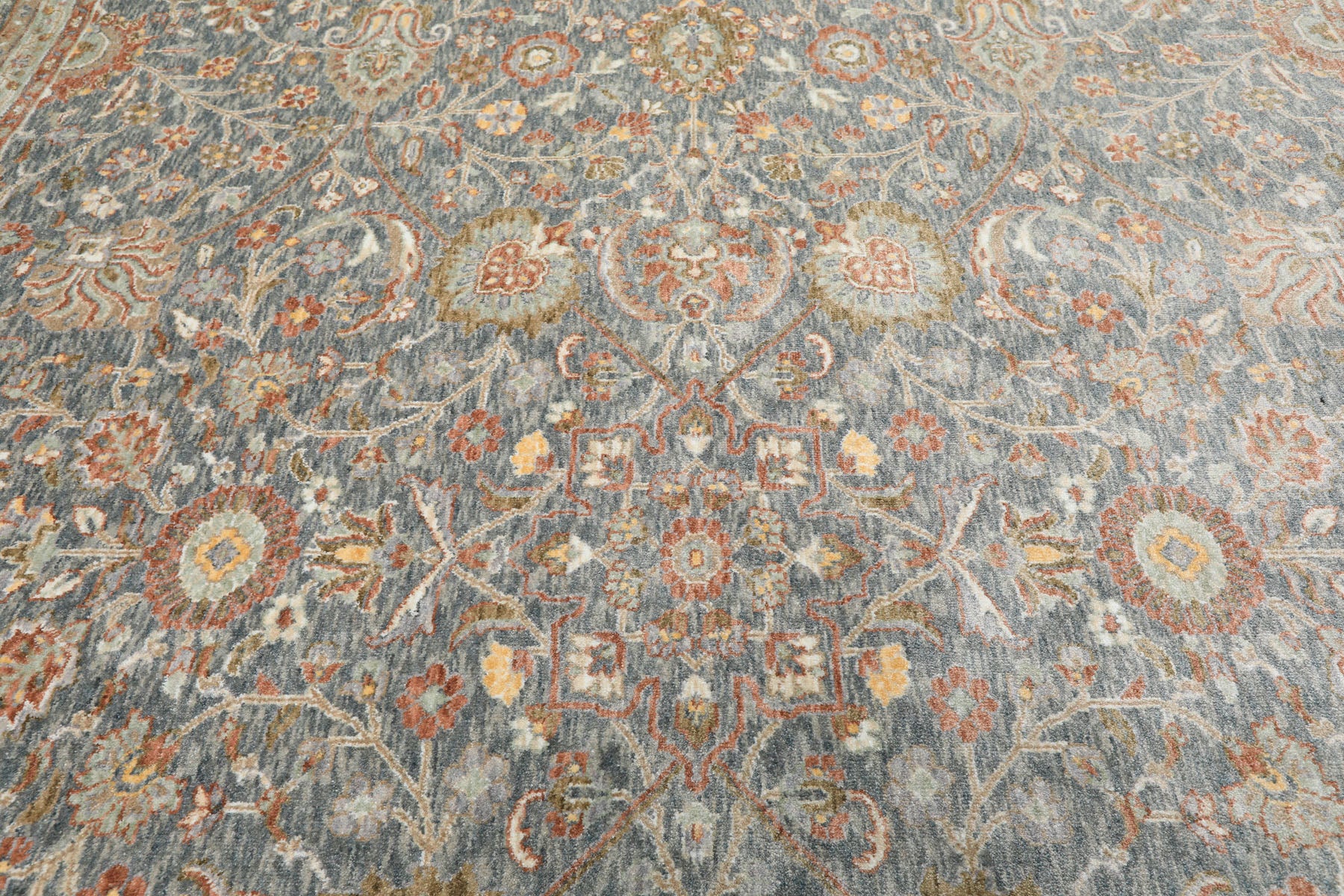 Multi Size Slate Rust Aqua Color Machine Made Persian Polypropylene Traditional Oriental Rug