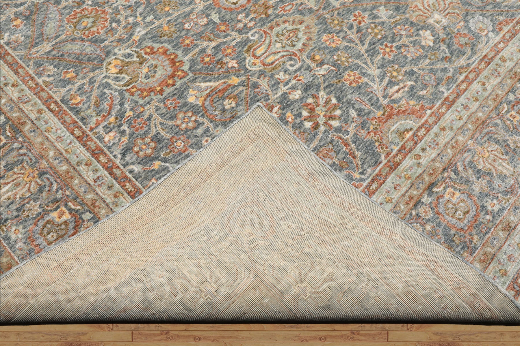 Multi Size Slate Rust Aqua Color Machine Made Persian Polypropylene Traditional Oriental Rug