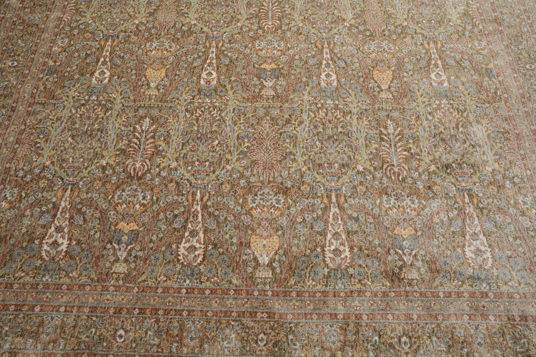 Multi Size Pistachio Ivory Aqua Color Machine Made Persian Polypropylene Traditional Oriental Rug
