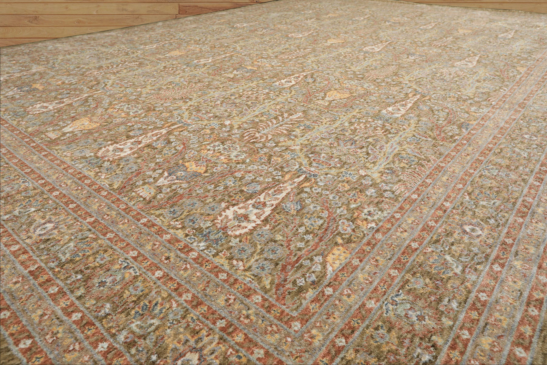 Multi Size Pistachio Ivory Aqua Color Machine Made Persian Polypropylene Traditional Oriental Rug