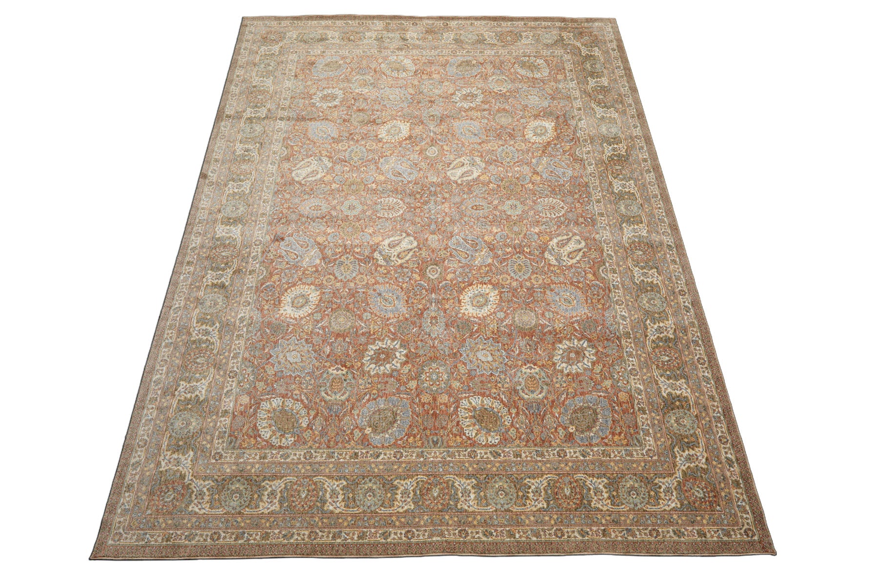 Multi Size Rust Ivory Aqua Color Machine Made Persian Polypropylene Traditional Oriental Rug