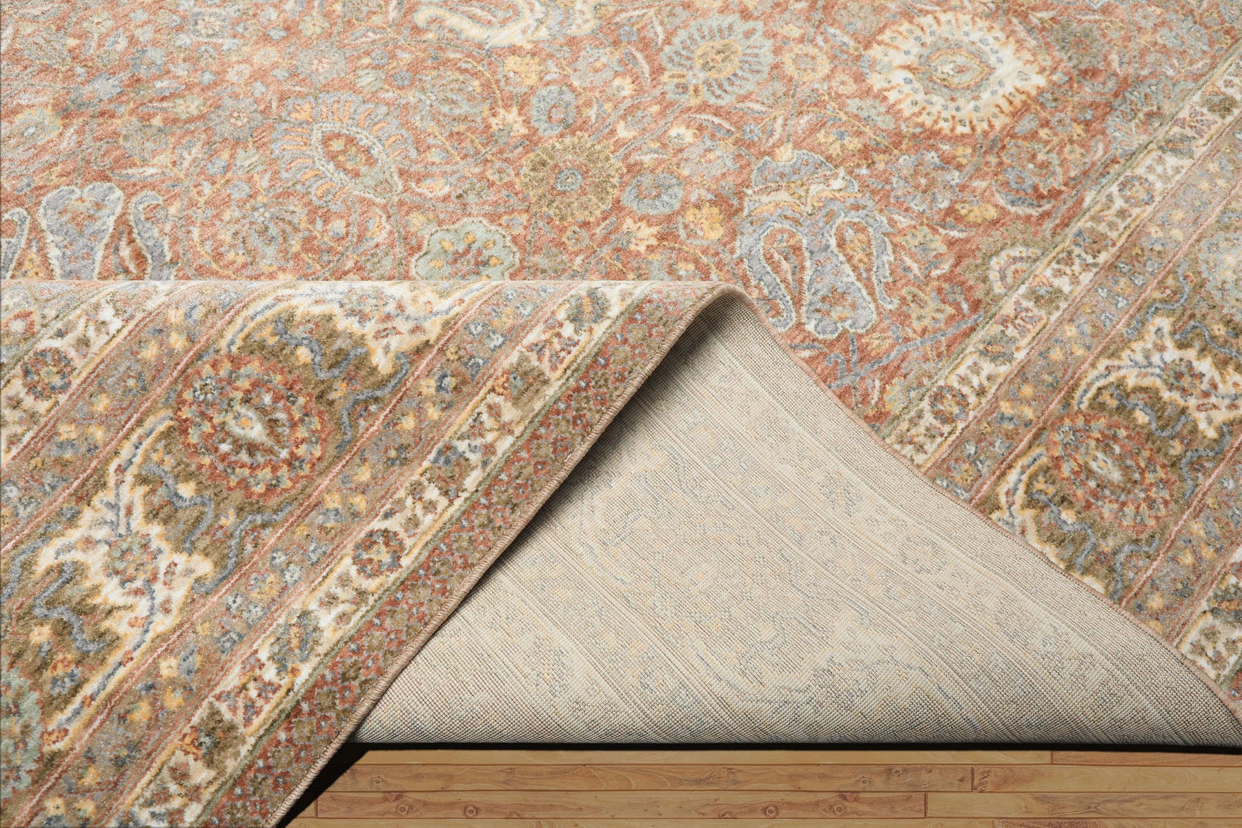 Multi Size Rust Ivory Aqua Color Machine Made Persian Polypropylene Traditional Oriental Rug