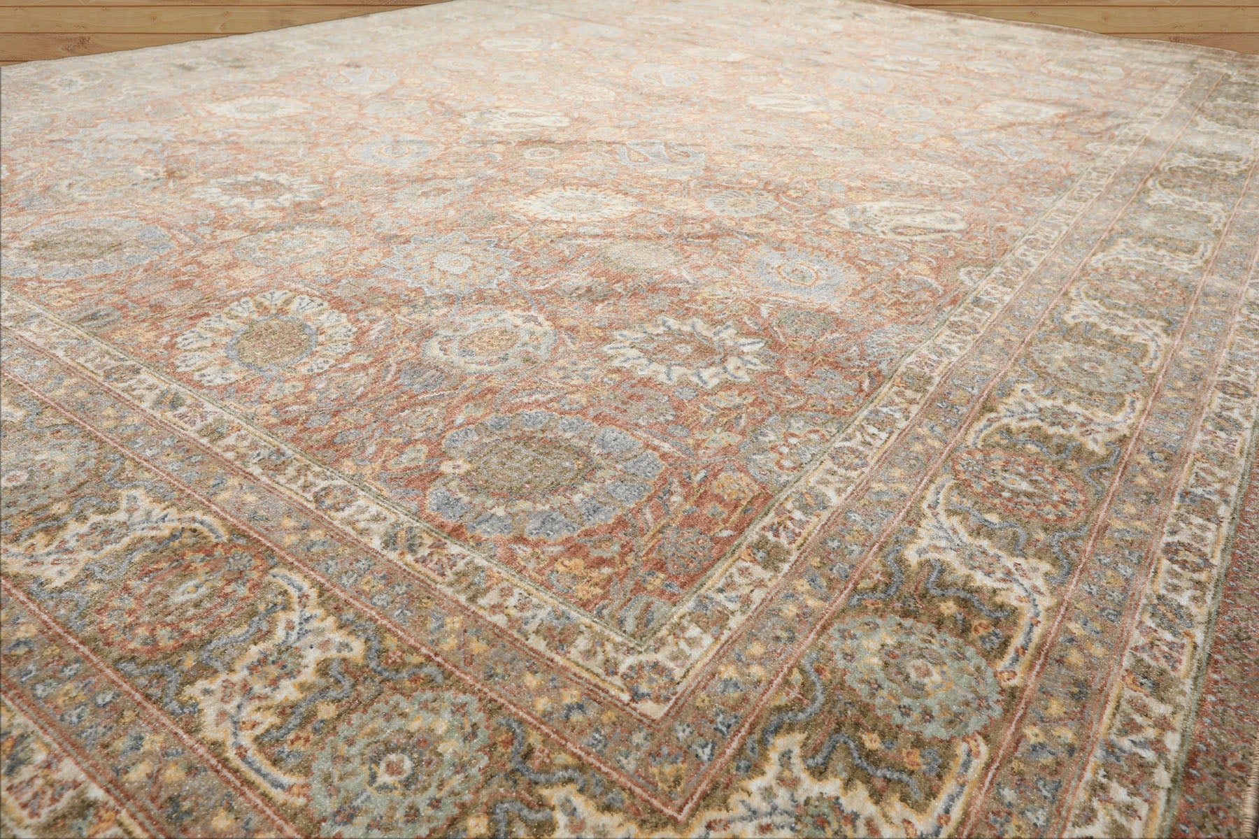 Multi Size Rust Ivory Aqua Color Machine Made Persian Polypropylene Traditional Oriental Rug