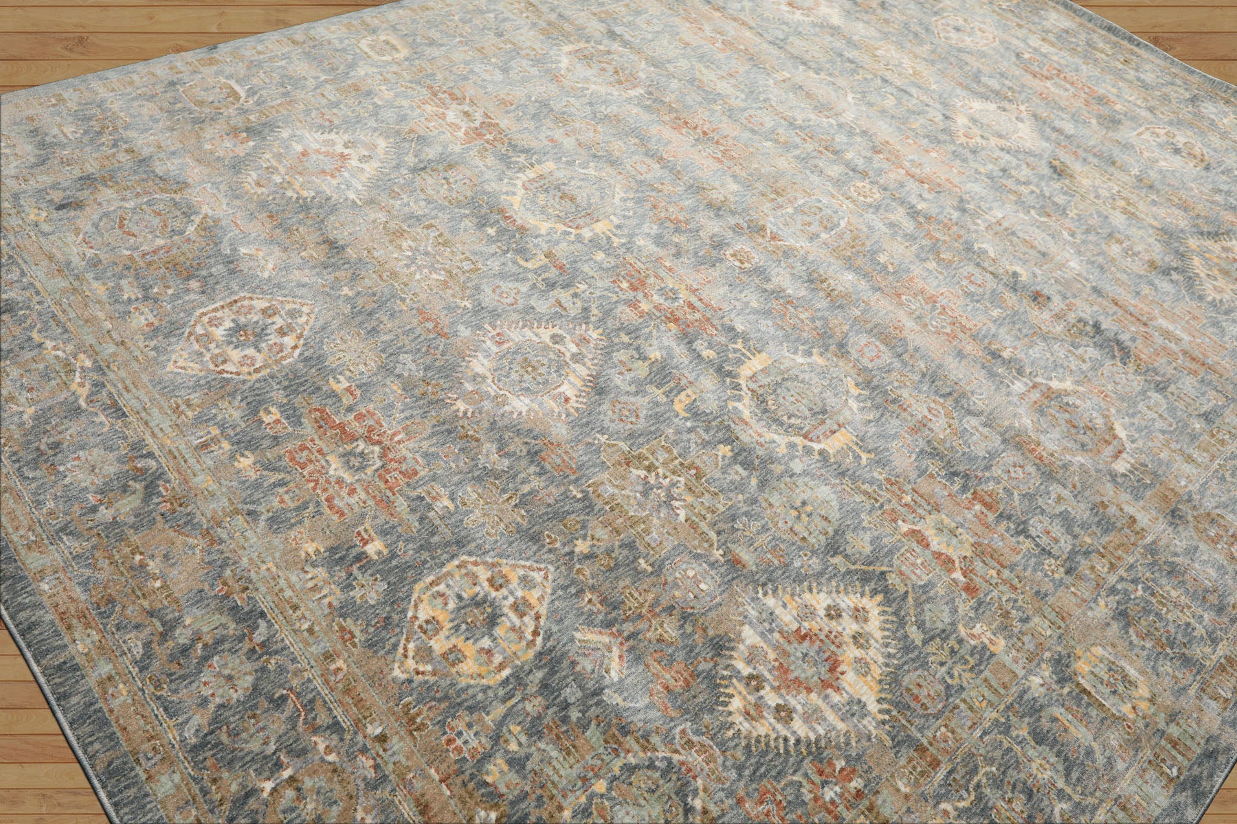 Multi Size Blue Ivory Taupe Color Machine Made Persian Polypropylene Traditional Oriental Rug