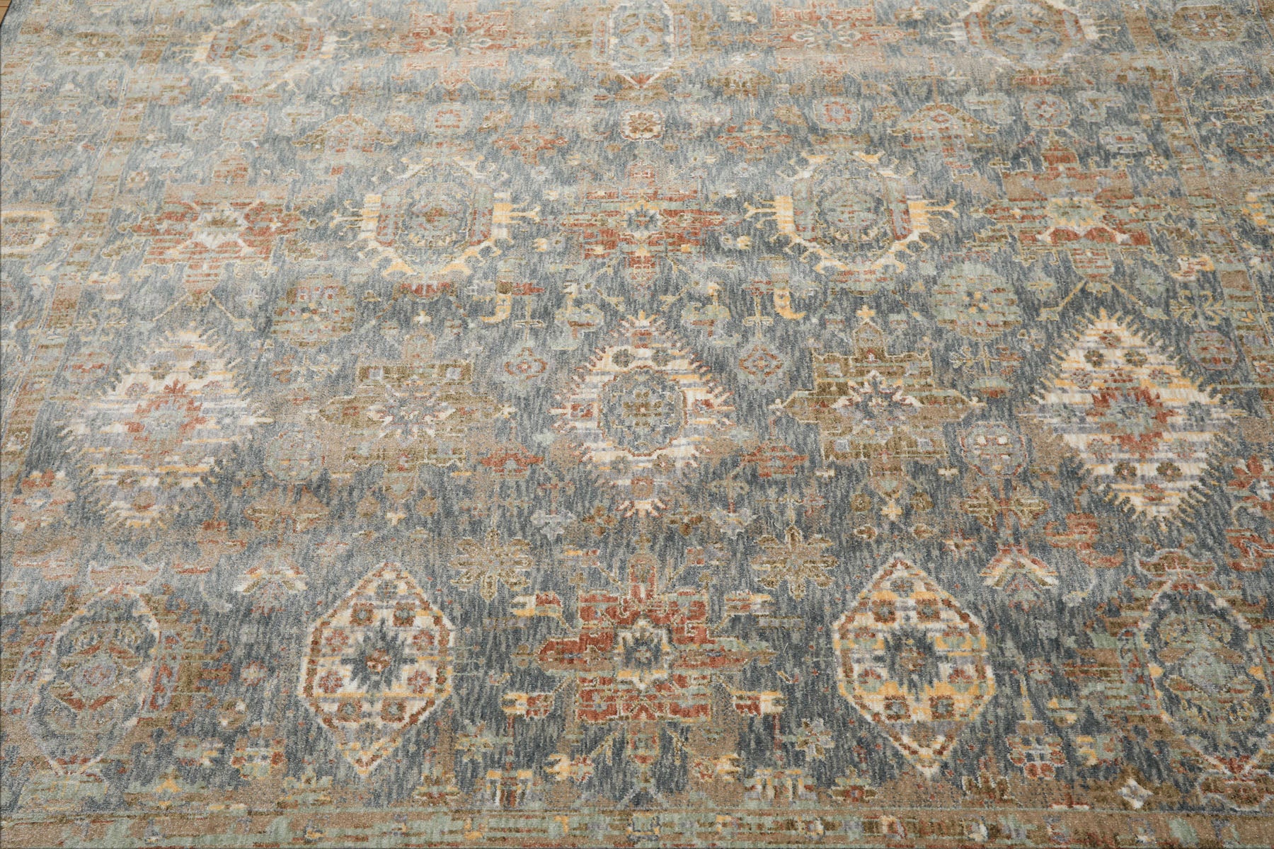 Multi Size Blue Ivory Taupe Color Machine Made Persian Polypropylene Traditional Oriental Rug