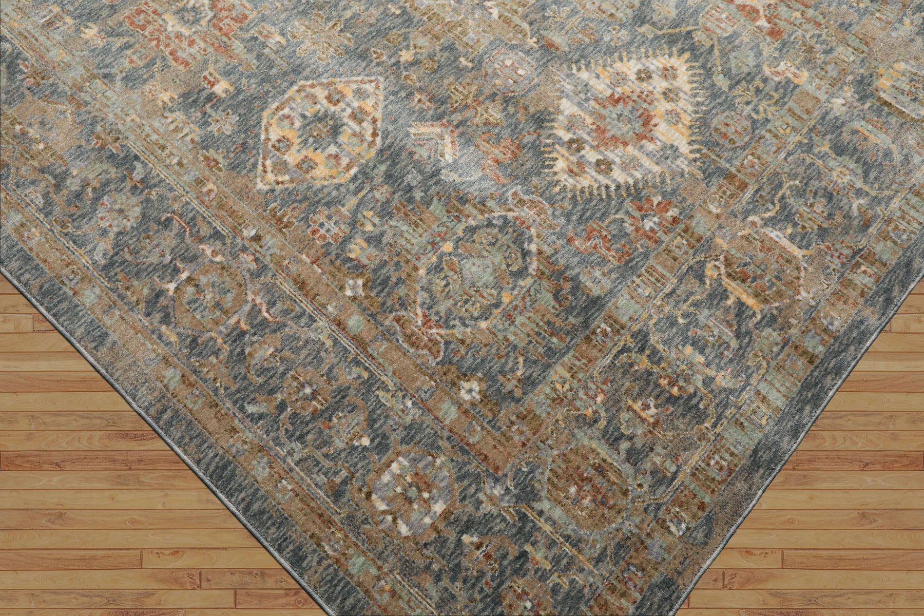 Multi Size Blue Ivory Taupe Color Machine Made Persian Polypropylene Traditional Oriental Rug