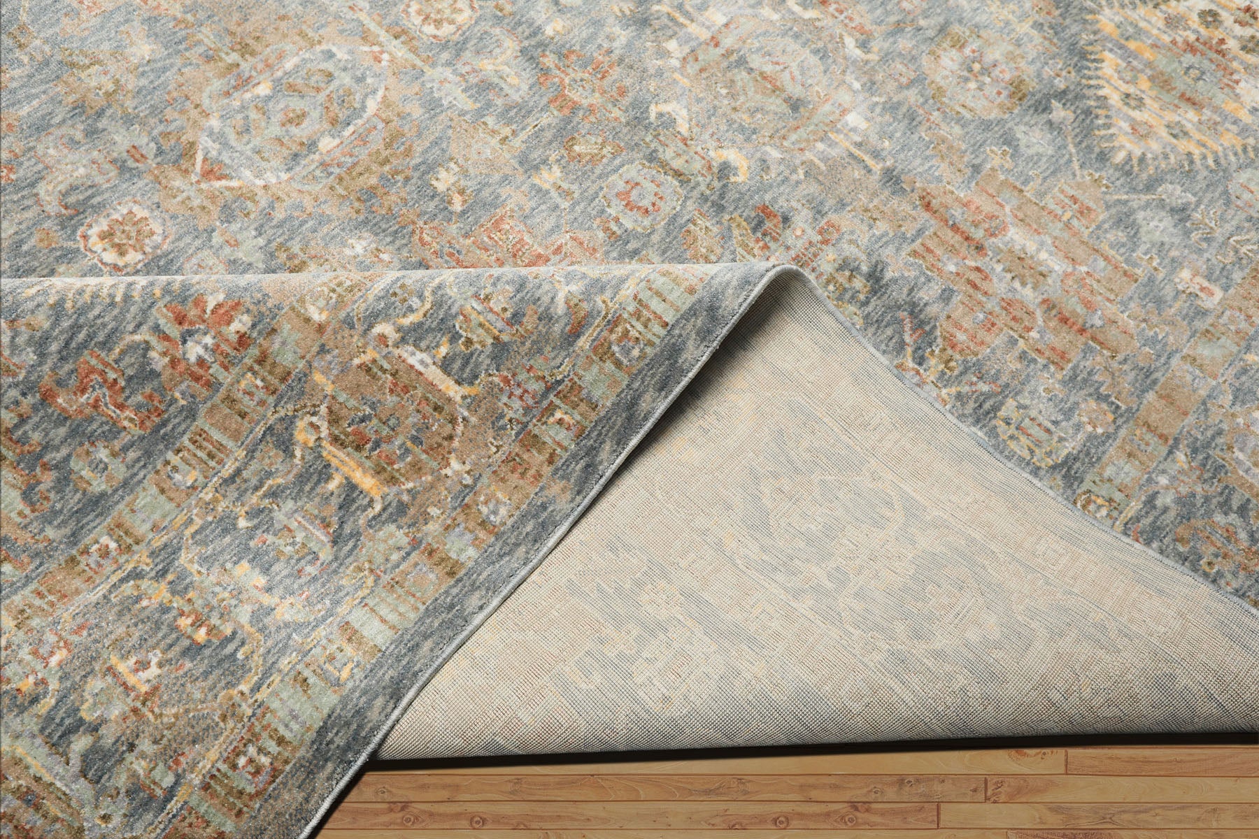 Multi Size Blue Ivory Taupe Color Machine Made Persian Polypropylene Traditional Oriental Rug
