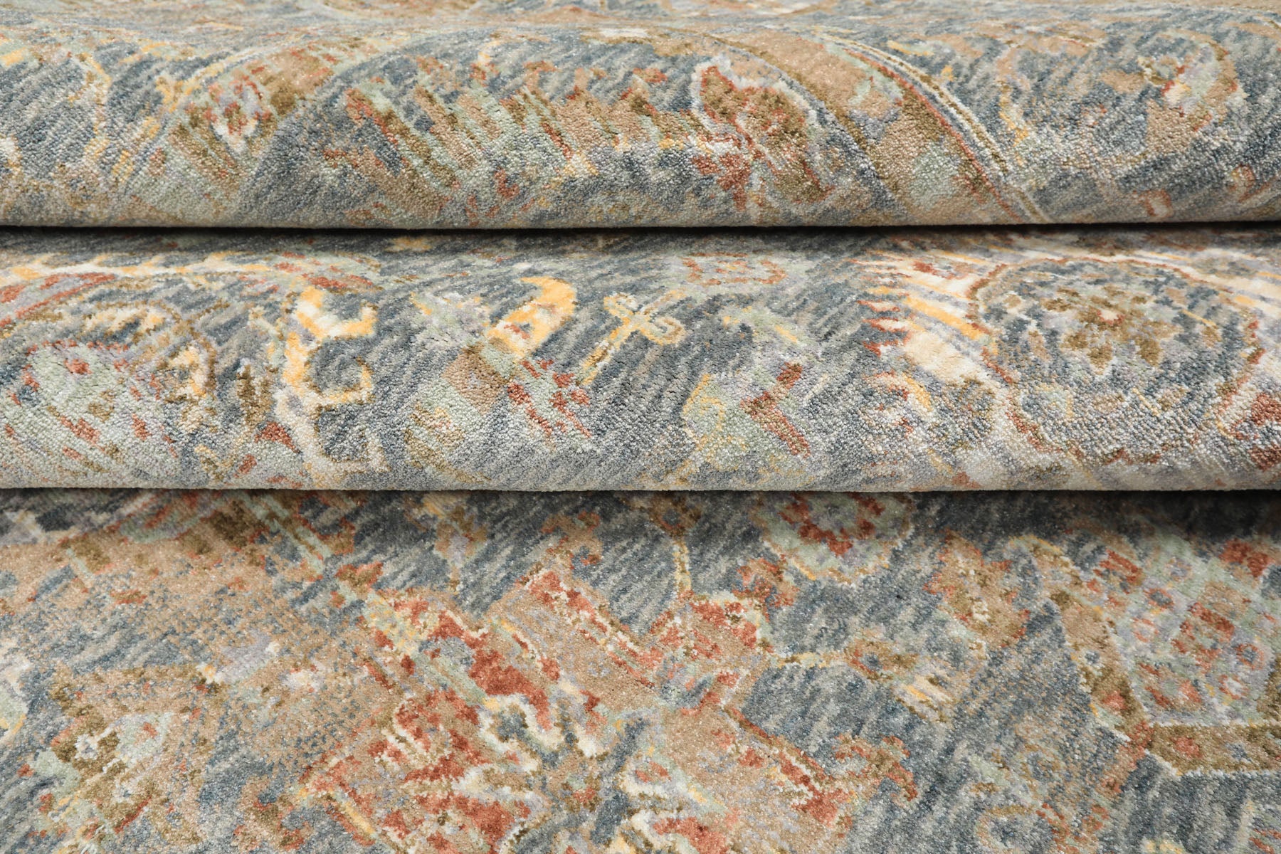 Multi Size Blue Ivory Taupe Color Machine Made Persian Polypropylene Traditional Oriental Rug