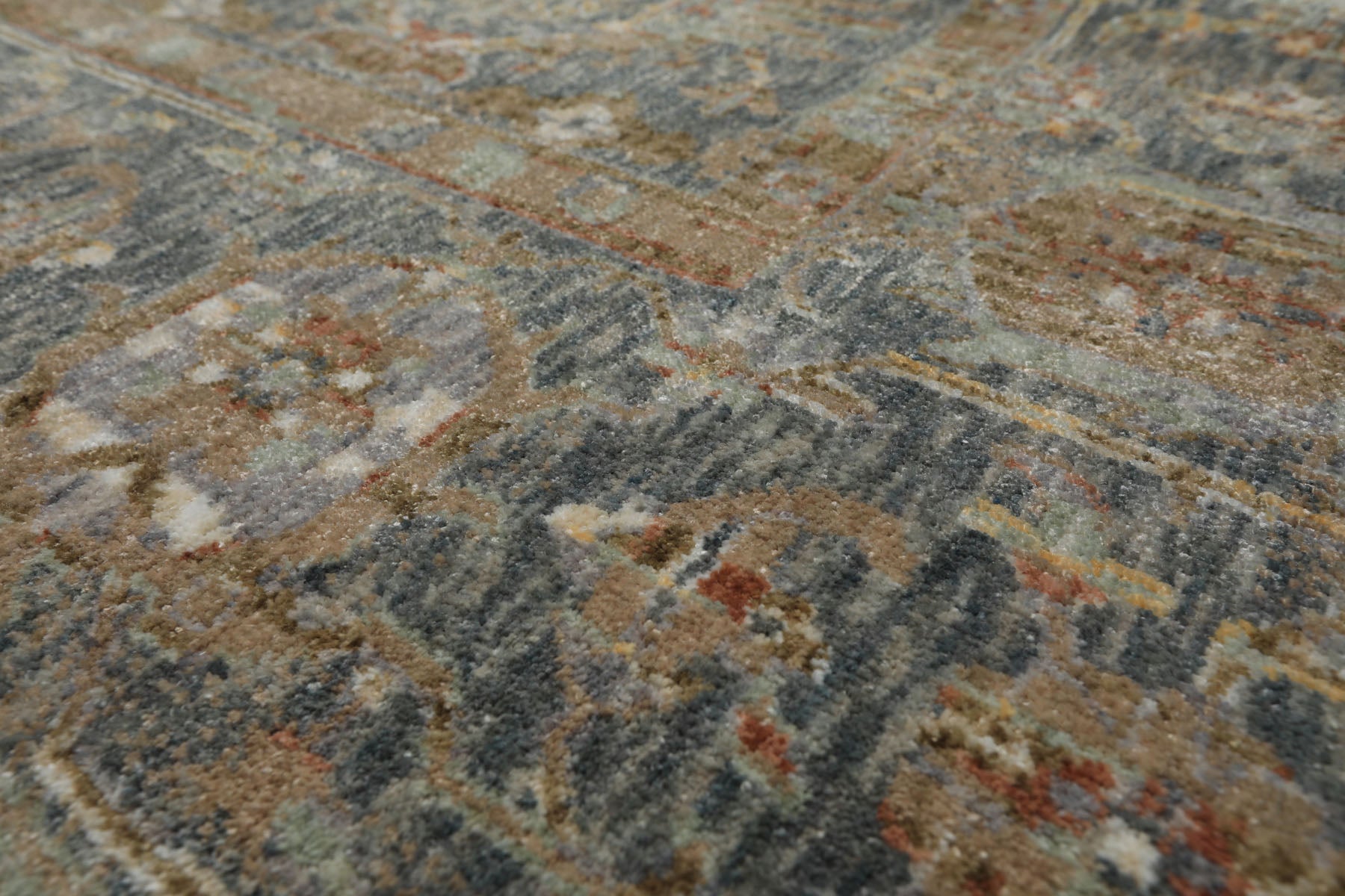 Multi Size Blue Ivory Taupe Color Machine Made Persian Polypropylene Traditional Oriental Rug