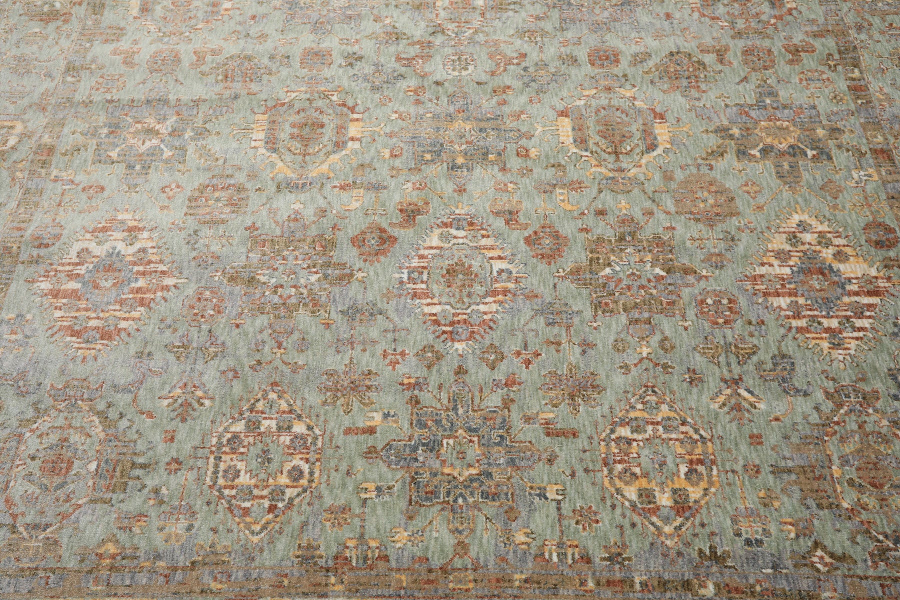 Multi Size Aqua Rust Ivory Color Machine Made Persian Polypropylene Traditional Oriental Rug