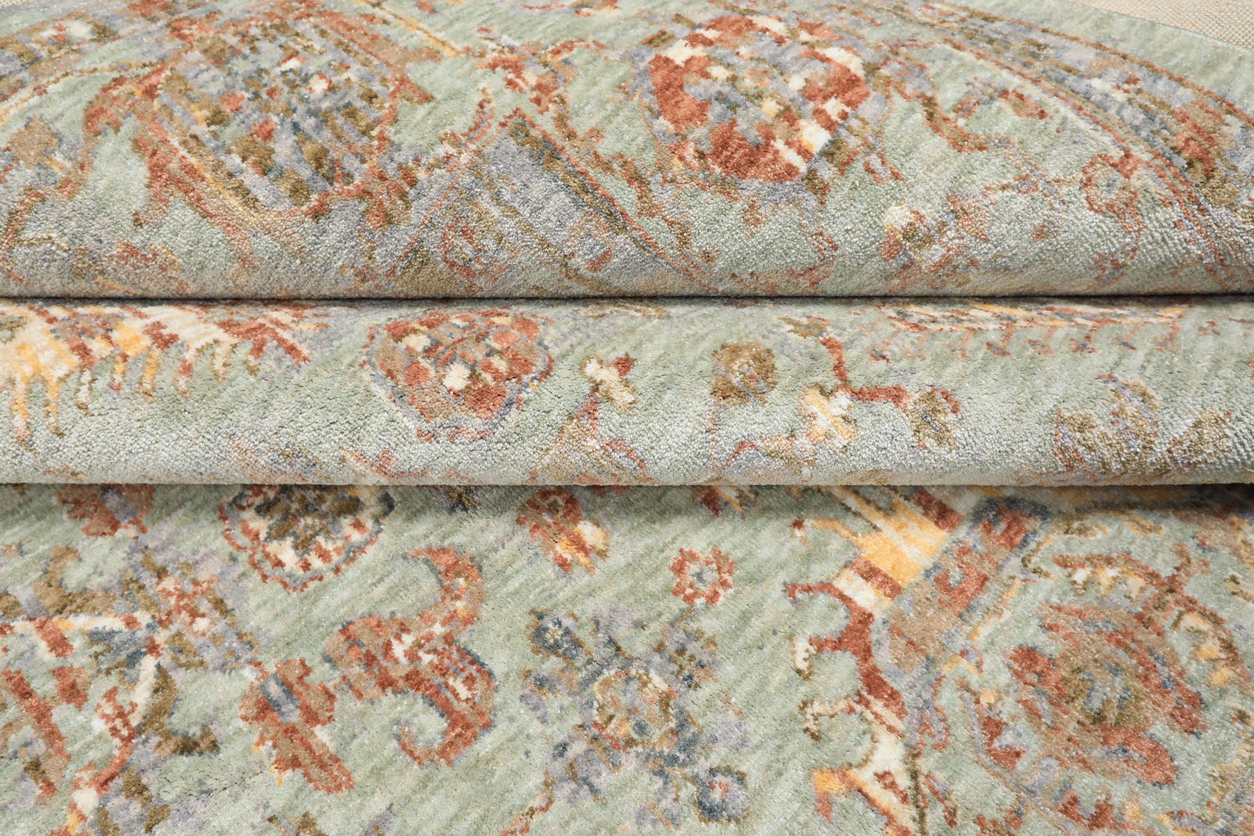 Multi Size Aqua Rust Ivory Color Machine Made Persian Polypropylene Traditional Oriental Rug
