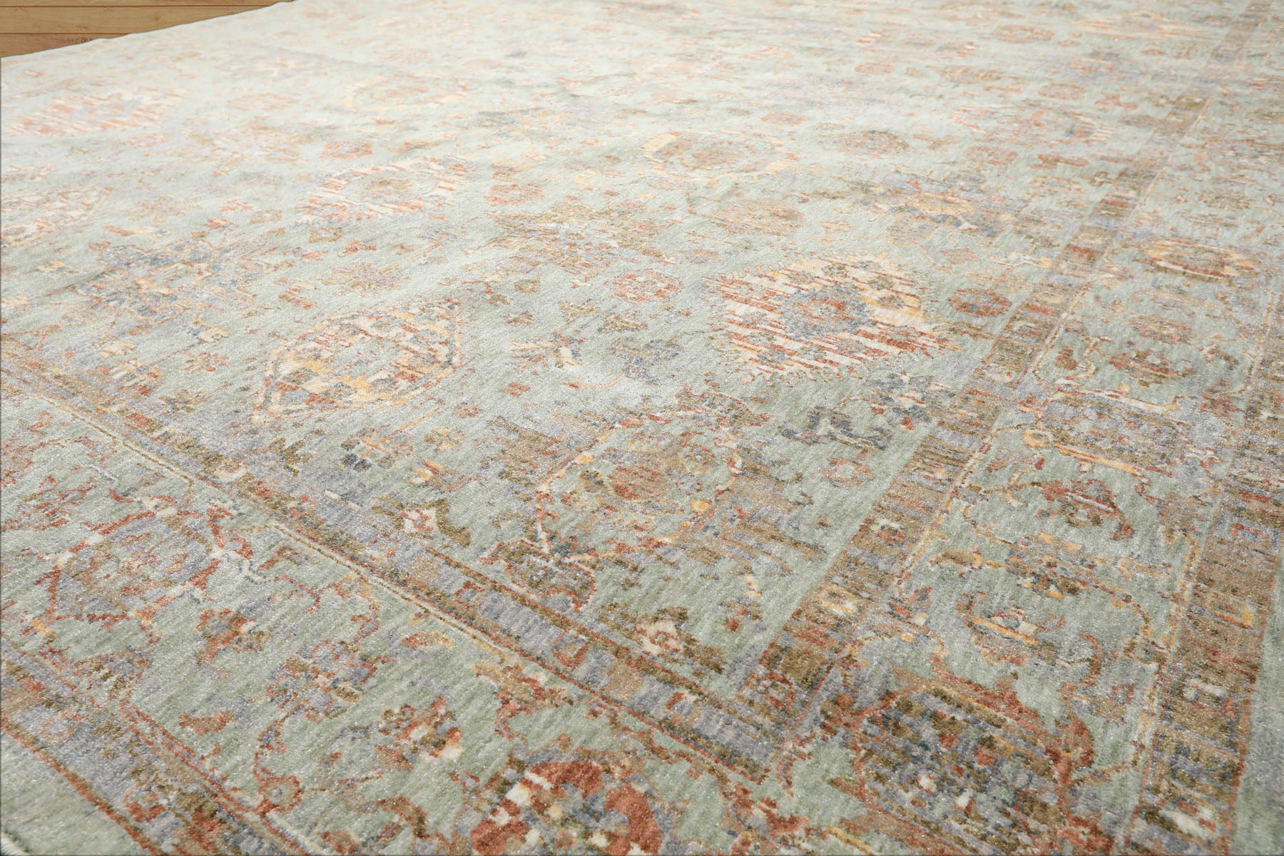 Multi Size Aqua Rust Ivory Color Machine Made Persian Polypropylene Traditional Oriental Rug