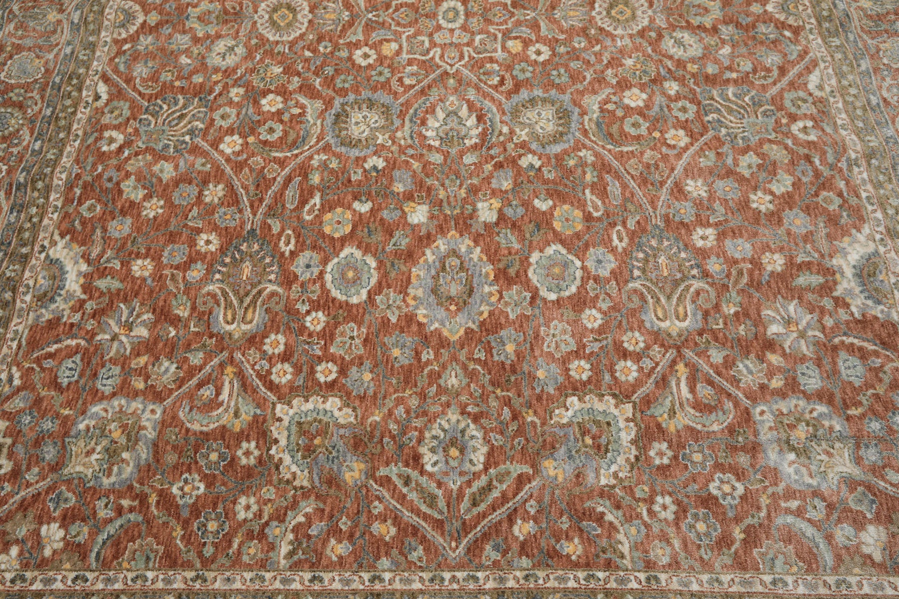 Multi Size Rust Ivory Aqua Color Machine Made Persian Polypropylene Traditional Oriental Rug