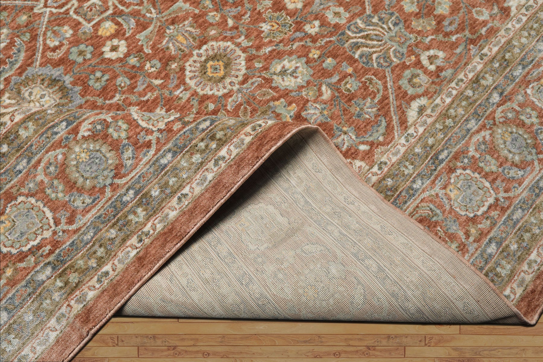 Multi Size Rust Ivory Aqua Color Machine Made Persian Polypropylene Traditional Oriental Rug