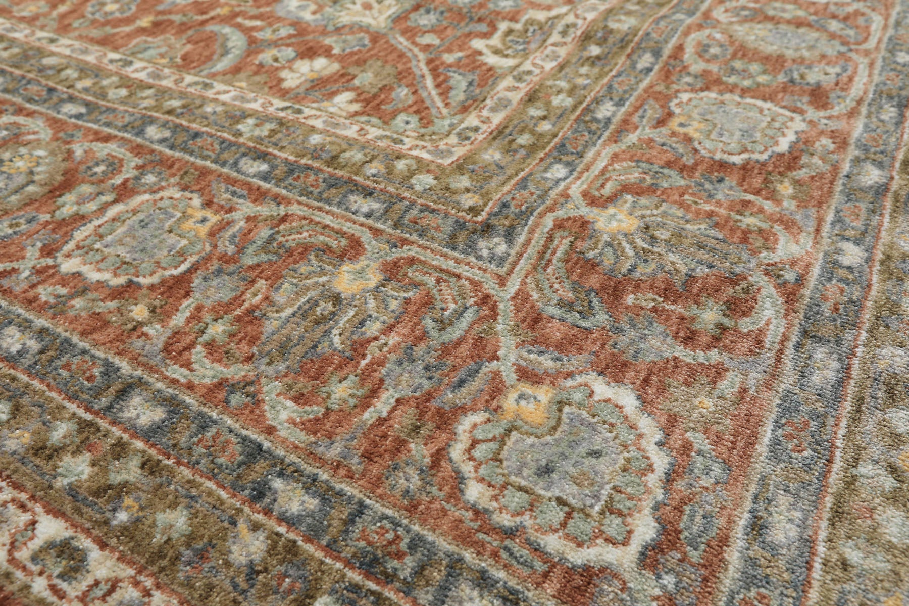 Multi Size Rust Ivory Aqua Color Machine Made Persian Polypropylene Traditional Oriental Rug