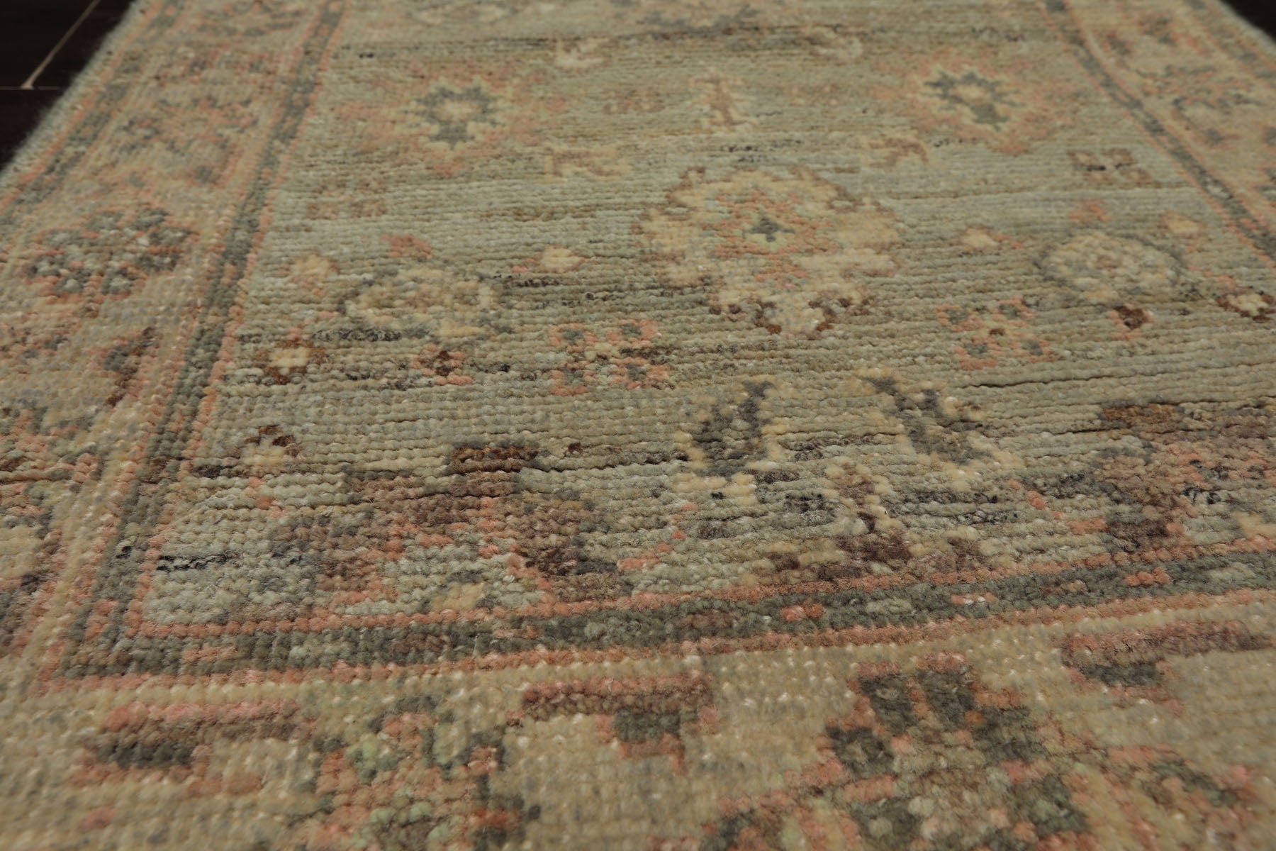 2x3 Mint, Beige, Blush Color Hand Knotted Afghan Oushak Wool Transitional Oriental Rug