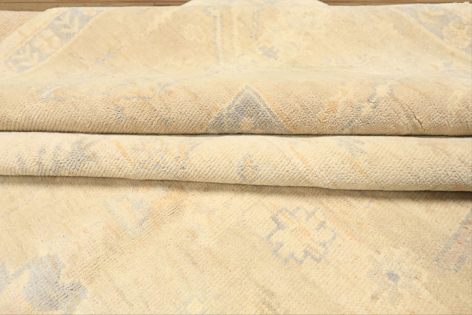 9x12 Ivory, Beige, Taupe Color Hand Knotted Oushak Wool Traditional Oriental Rug